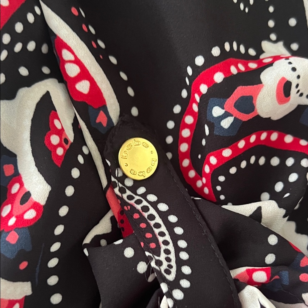 Bebe Black And Red Patterned Top - image 8